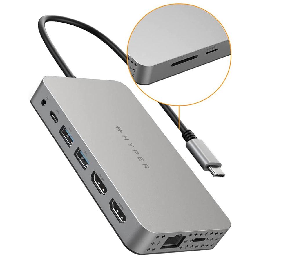 Hyperdrive Dual 4K HDMI 10-in-1 USB-C Hub - Best dual-4K hub for M1/M2/M3 Macs
